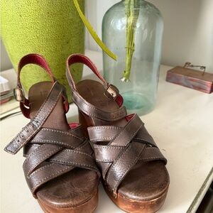 BED|STU Dark Brown Leather Platform Sandals